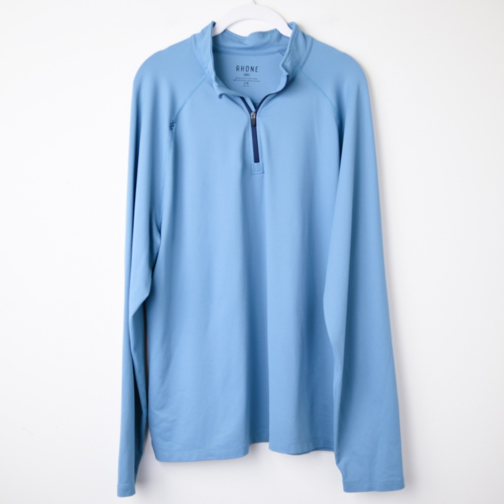Rhone Session 1/4 Zip Breathable Mens Large Atlantic Blue Performance Pique